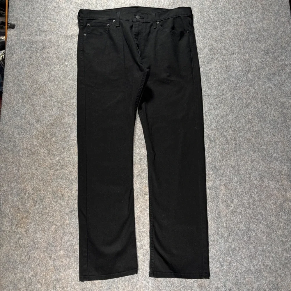 Levis 513 Slim Straight Black Denim Jeans Mens W36 L32 (38x31) Stretch Classic